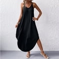 thumbnail image 4 of Gamivast Maxi Dresses for Women Spaghetti Strap V-Neck Long Dress Loose Fit Cami Dress Side High Slit Summer Beach Vacation Cruise Outfits, 4 of 7