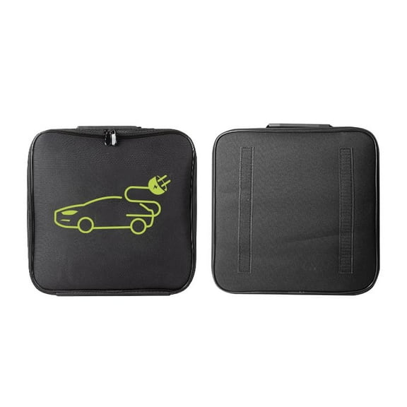 black 1pc jumper cable bag, car storage bag for charger,cable organizer, Includes EV charging cables for electric vehicles (Square)