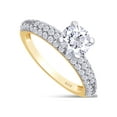 thumbnail image 2 of 1 3/4 Carat 6.5MM Round Cut Lab Created Moissanite Diamond Solitaire Triple Row Engagement Ring for Women In 14K Yellow Gold Over Sterling Silver (VVS1 Clarity, 1.75 Cttw)-12, 2 of 5