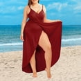 thumbnail image 3 of Women Swimsuit Cover Up Adjustable Straps Sleeveless Beach Wrap Dress Solid Color Sun Protection Backless Cover Up Dress, 3 of 7