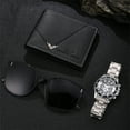 thumbnail image 2 of 2025 Fake Three-Eye Simple All-Match Men's Quartz Belt Watch Sunglasses Wallet 3-Piece Set, 2 of 5