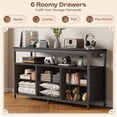 thumbnail image 5 of Amadwell LED TV Stand, 47 Inch Fabric Dresser with Built-in Power Outlets, Multi-Functional Entertainment Center Supports TV Up to 55 Inches, 6 Drawer Storage Dresser for Bedroom , Living Room，Black, 5 of 9