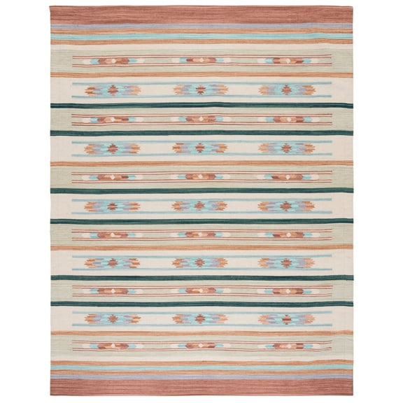 SAFAVIEH Cotton Kilim Kilim Southwestern Cotton Area Rug, Brown/Ivory, 8' x 10'