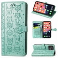 thumbnail image 1 of Cartoon Case for iPhone 13 Pro Max(2021), Allytech Embossed Animal PU Leather Impact Resistant TPU Back Card Slots Magnetic Closure Hand Strap Stand Cover for iPhone 13 Pro Max 6.7" 2021, Green, 1 of 4
