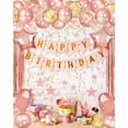 thumbnail image 5 of Rose Gold Party Decorations Kit, Birthday Banner Foil Backdrop Latex Balloons, Heart Star Confetti Hanging Swirls, Women Princess Celebration Decor, Gold, 5 of 6