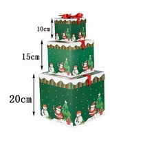 Beautynvta 3 Pcs Christmas Nesting Gift Boxes with Lid, 3 Assorted Sizes Christmas Stacking Santa Claus Snowman Gift Boxes for Holiday Decorative Wrapping Presents, 10 15 20cm