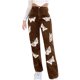 thumbnail image 1 of Pantalones vaqueros de moda informales de cintura media con estampado de mariposa y bolsillos lavados rectos para mujer Fridja  hfkajh103254, 1 of 5