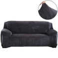 thumbnail image 2 of CJC Sofa Cover Plush Stretch 1 2 3 4 Seater Sofa Slipcover Chair Loveseat Couch Cover Furniture Protector Cover with 1 Pillowcase (3 Seater, Dark Gray), 2 of 12