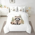 thumbnail image 2 of Erosebridal Cute Raccoon Bedding Queen Size,Jungel Animal Comforter Sets with Sheets,Wild Botanical Pine Bedding Sets Queen Size For Kids,Microfiber Bedroom Decor,7pcs, 2 of 6
