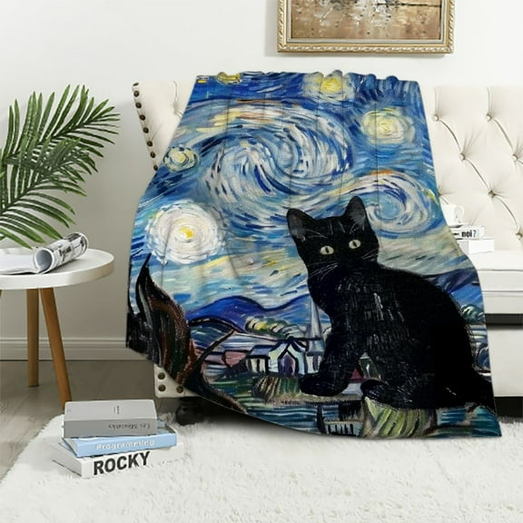 Patifu Cute Cat Warm Lightweight Soft Fleece Blanket Throw Blanket for Living Room Sofa Decor Gifts All Seasons 40x50in