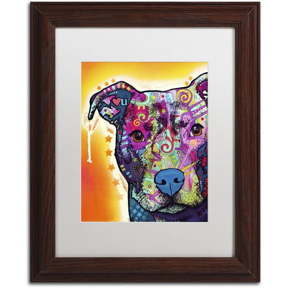 Trademark Fine Art "Heart U Pit Bull" Canvas Art by Dean Russo, White Matte, Wood Frame