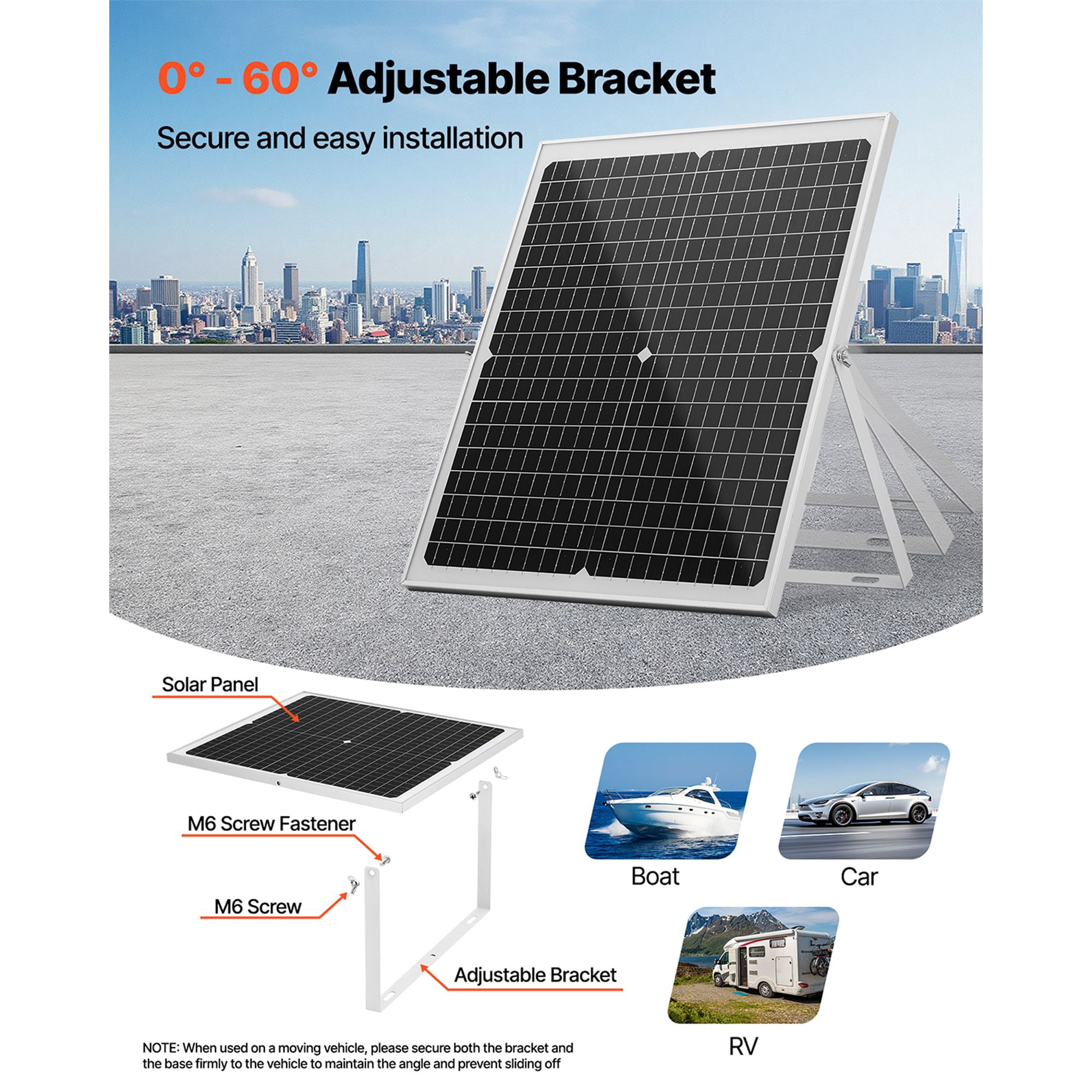 30W 12V Solar Panel Battery Charger, Monocrystalline, MPPT Controller, IP65 Waterproof, Adjustable Mount Bracket, for Car, RV, Boat, Motorcycle & Gate Opener