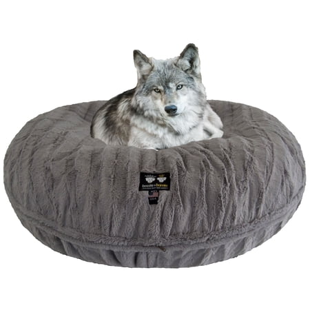 Bessie and Barnie Signature Natural Grey Luxury Extra Plush Faux Fur Bagel Pet/ Dog Bed