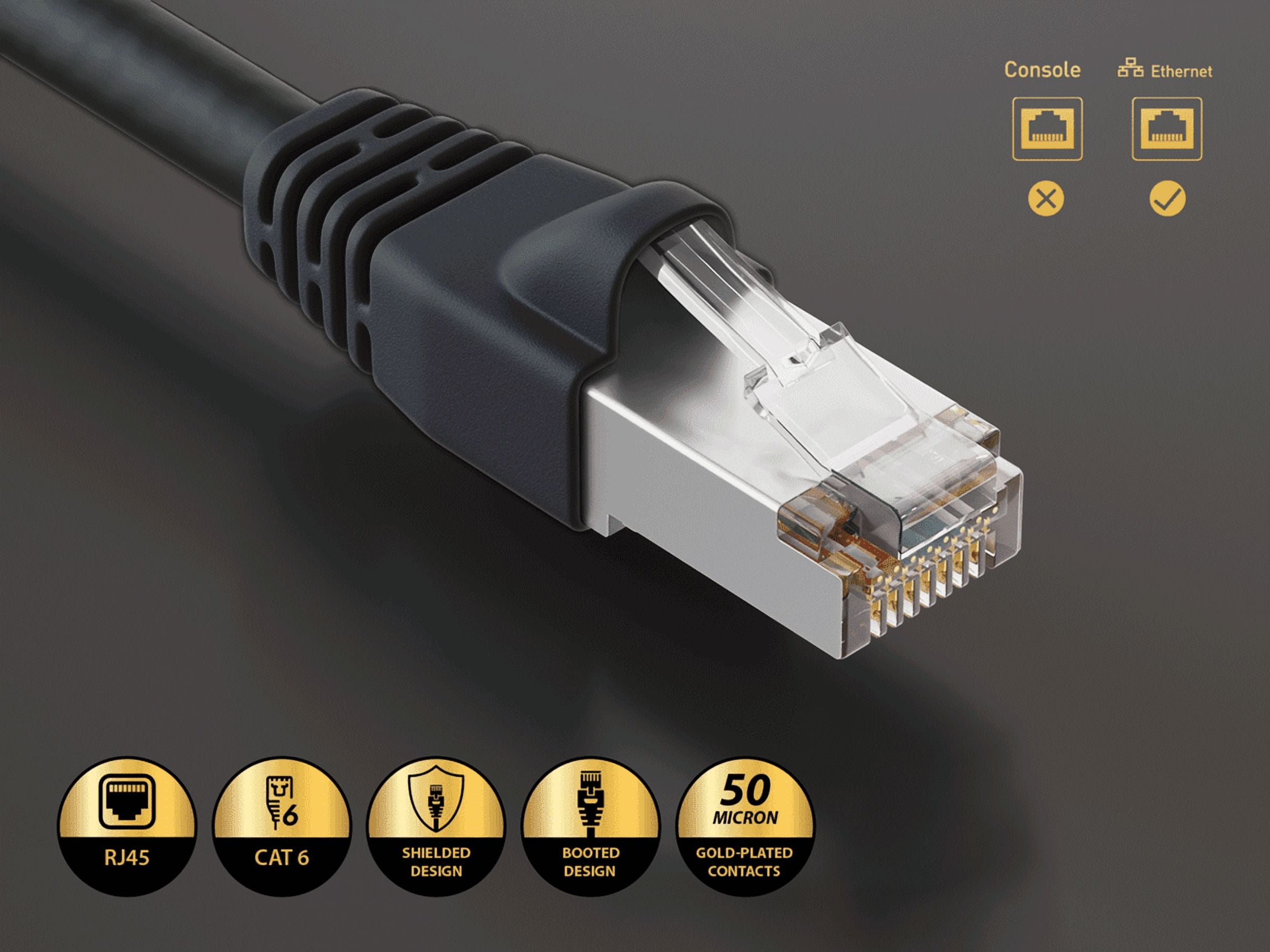 Cable Leader 100ft Cat6 Shielded Ethernet Network Patch Cable STP Snagless 24AWG Bare Copper, Black