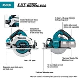Makita XAG12PT1 36V Cordless Angle Grinder Kit - 7" Brushless With Electric Brake, 2 X 5.0Ah Batteries & Charger