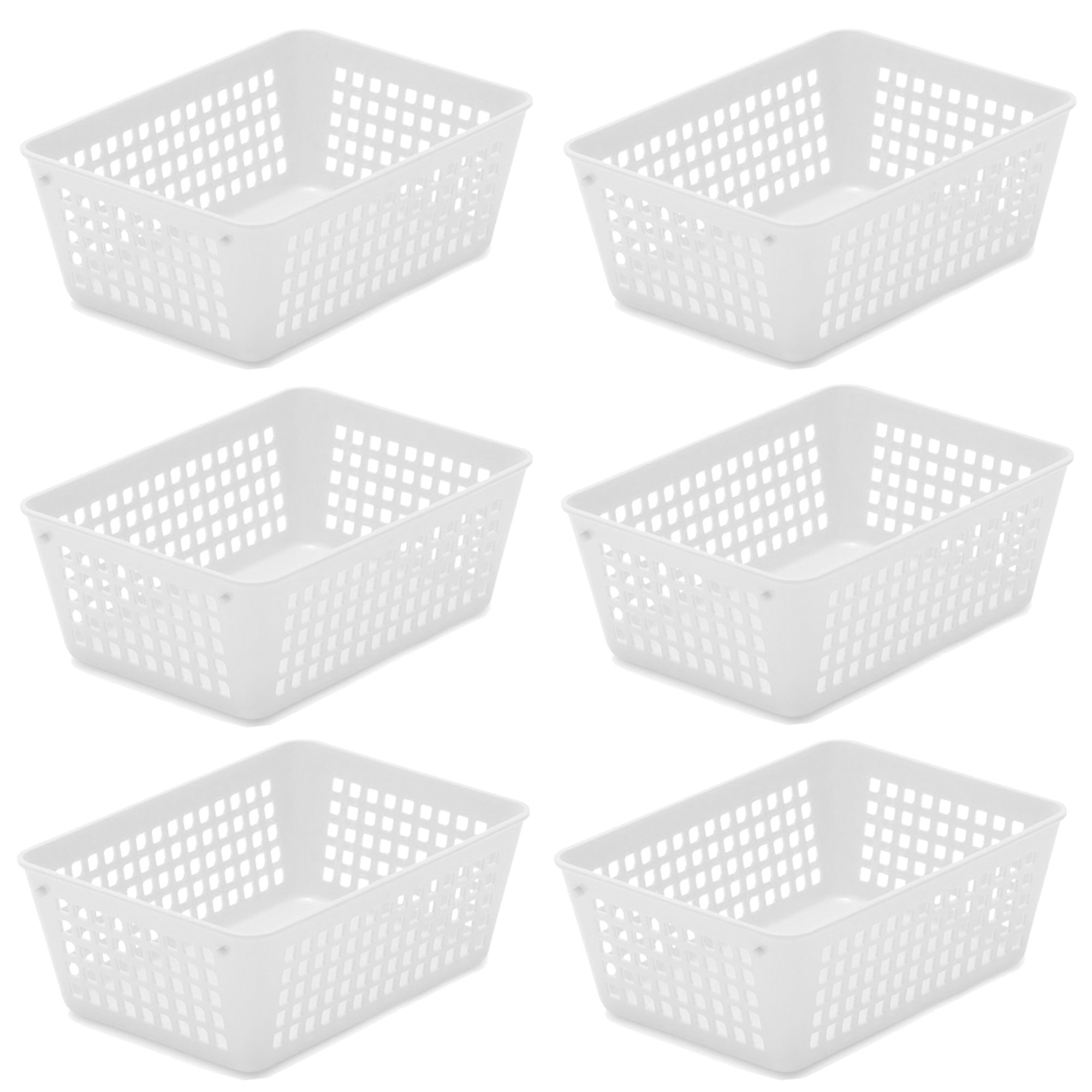 YBM Home Small Plastic Storage Basket (6 Pack), White 6 L x 4.5 W x 2.