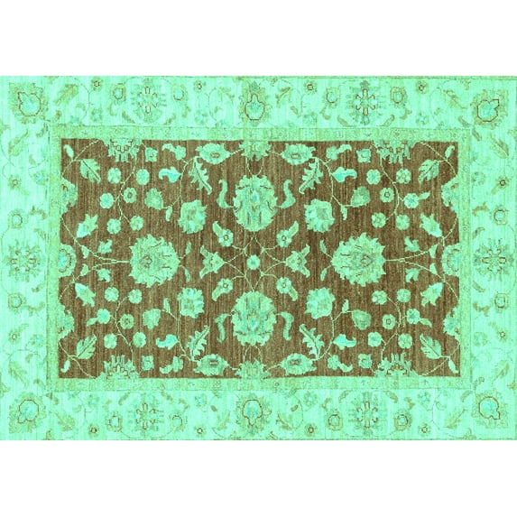 Ahgly Company Indoor Rectangle Oriental Turquoise Blue Traditional Area Rugs, 4' x 6'