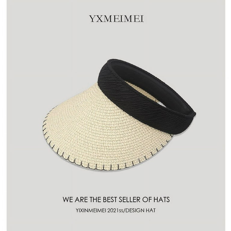 CoCopeaunts Womens Empty Top Straw Hat Summer Wide Brim UV