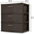 thumbnail image 3 of PetFurnishn 3 Drawer Wide Weave Storage Tower, Plastic Decorative Drawers to Organize Clothes in Bedroom, Closet, Brown with Brown Drawers, 1-Pack, 3 of 6