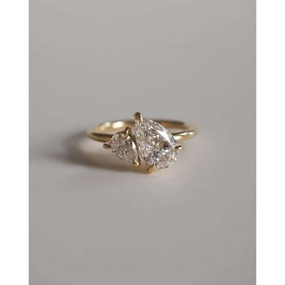 Jewelerix Pear Cut Comfort Fit Ring 14K Gold Moissanite Diamond Engagement Ring 1.30 CT Wedding Promise Rings for Her