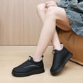 thumbnail image 3 of Womens Winter Warm Platform Snow Boots Faux Furry Lined Slip On Ankle Booties Comfortable Outdoor Non Slip Work Shoes Black Size 5.5, 3 of 7
