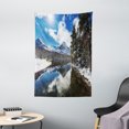 thumbnail image 1 of Winter Tapestry, Tranquil View of Glacier National Park in Montana Water Reflection Peaceful, Wall Hanging for Bedroom Living Room Dorm Decor, 40W X 60L Inches, Brown Blue White, by Ambesonne, 1 of 2