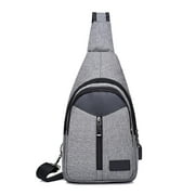 Men Shoulder Bag Sling Chest Pack Novelty USB Charging Sports Crossbody Handbag