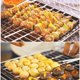 thumbnail image 5 of 10 brochetas de barbacoa de metal con mangos de madera, accesorios para brochetas de barbacoa planas de acero inoxidable, brochetas de barbacoa grandes reutilizables Rojo Verde, 5 of 5