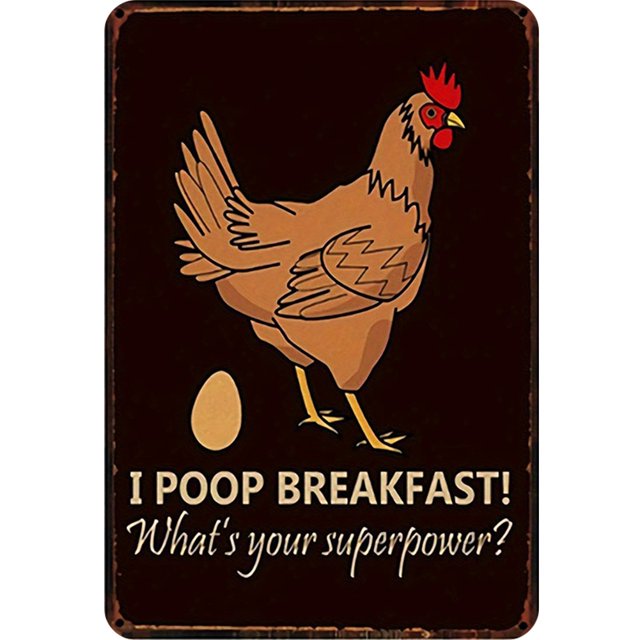 Hierro Vintage Placa de metal Pollos Pintura rectangular Arte de la pared Decoración de la barra 20x30cm