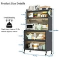 thumbnail image 6 of 64" Kitchen Pantry Storage Cabinet, 5 Tier Metal Storage Cabinet with Wheels, Transparent Flap Door & DIY Hole Board , Kitchen Storage Bakers Rack, for Kitchen, Living Room, 6 of 9