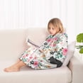 thumbnail image 4 of Husky Dog Flower Floral Blanket Hoodies for Kids 6-13YR Oversize Wearable Blanket Hoodies for Boys Girls Teens, 4 of 7