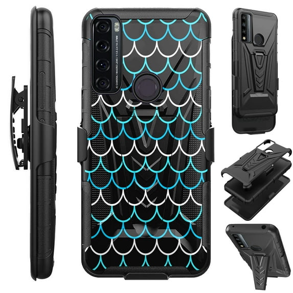 Compatible with TCL 30 XE Hybrid Luxguard Holster Phone Case Cover (Mermaid Black)