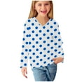 thumbnail image 5 of Favoffer Girls' Polka Dot Print V-Neck Blouse Base Layer Long Sleeve Toddler Baby Crewneck Long Sleeve T-shirts for Casual Outings Toddler Kid 3-14Y, 5 of 8