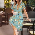 thumbnail image 3 of Easygdp Cute Dogs Corgi para Vestido Transpirable de Mujer, Vestido Suelto de Manga Corta con Pliegues y Bolsillos para el Verano, 3 of 6