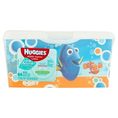Huggies One&Done Refreshing Cucumber & Green Tea Wipes, 64 count