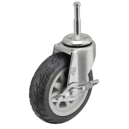 3" X 13/16" Rubber No-Matic Swivel Caster, Side Brake, Loads Up To 110 lb