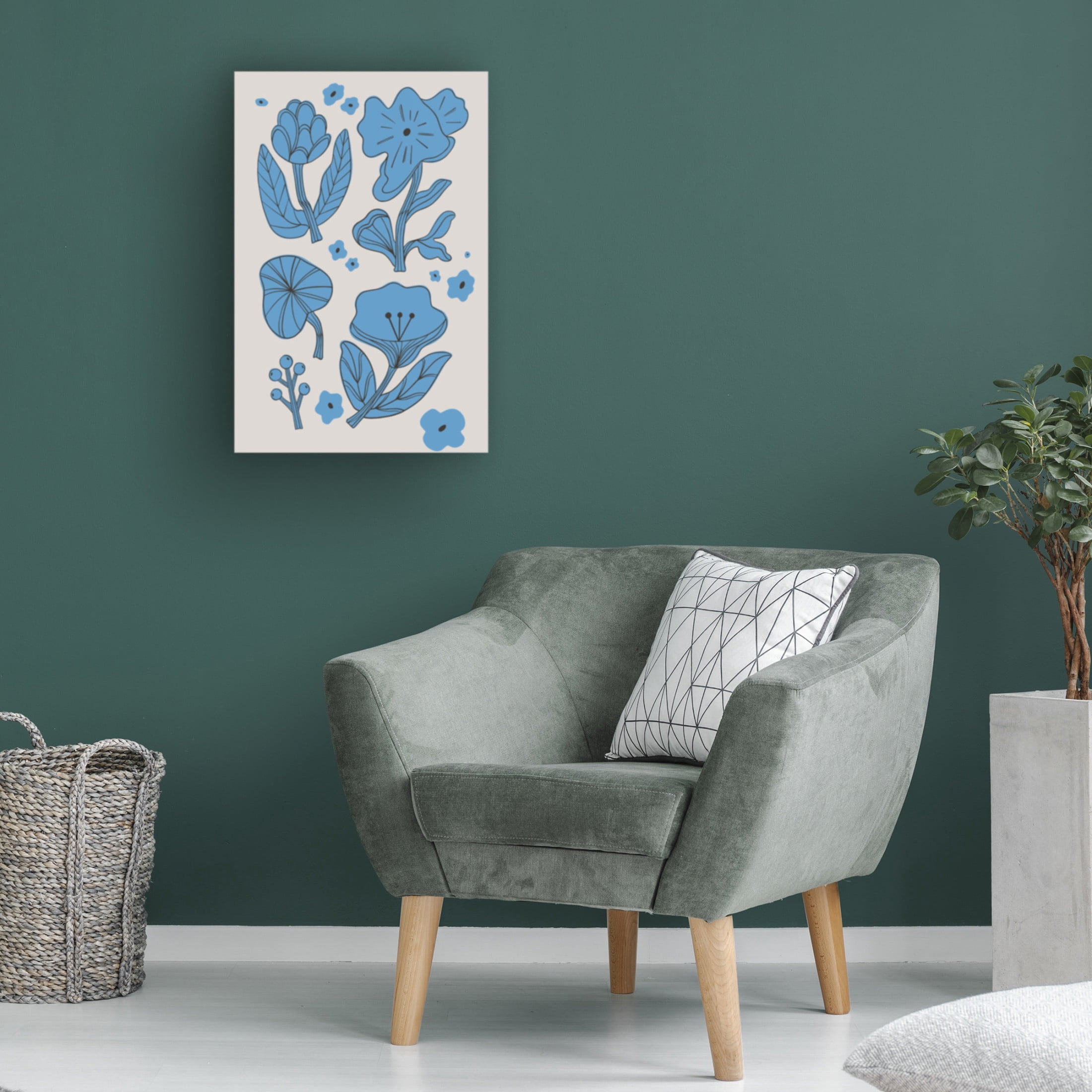 Trademark Fine Art jay stanley  Blue Flowers Canvas Wall Art