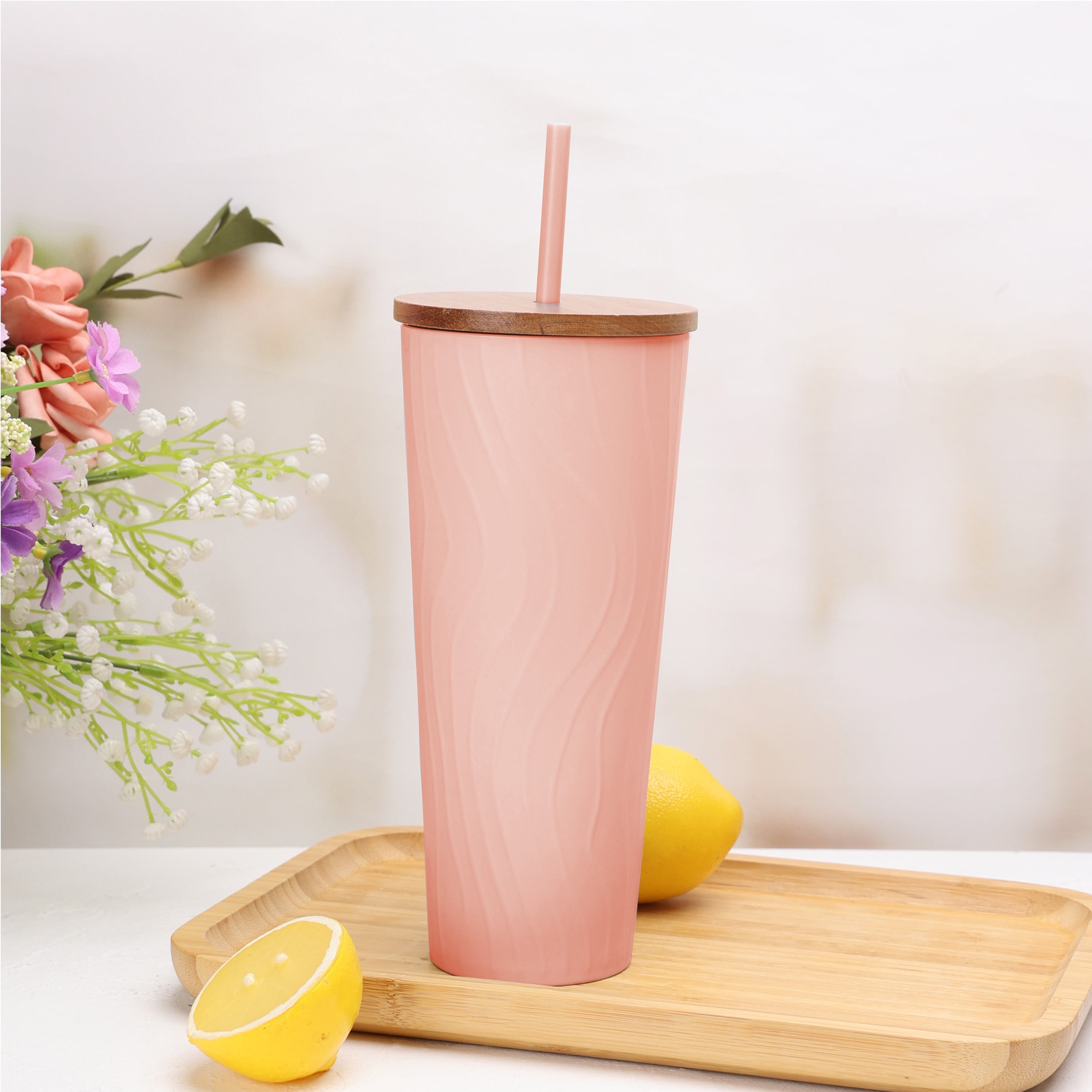 Mainstays Pink Recycled PET Swirl Sipper Tumbler 32 oz
