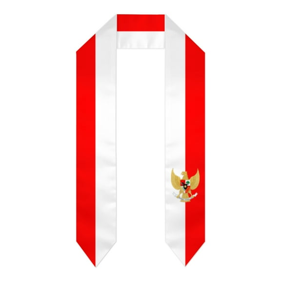 Indonesia Flag Thick Graduation Sash Stole Scarf Double Sided Honor Stole For Graduation Students Class Of 2024