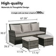 thumbnail image 4 of UHOMEPRO 3 Piece Rattan Patio Sofa Set, Outdoor Patio Conversation Set, All-Weather PE Rattan Wicker Furniture Set with 2 Ottomans, Cushioned Sofa Set for Patio Garden Poolside Deck, Light Gray, 4 of 7