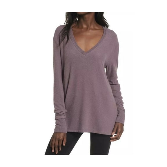 BP. Womens Solid V-Neck Pullover Sweater, Purple, Small
