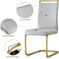thumbnail image 4 of TesNus Modern PU Leather Dining Chairs Set of 4, Gray High Back Side Chairs with Gold Metal Legs for Dining Room or Kitchen, 4 of 8