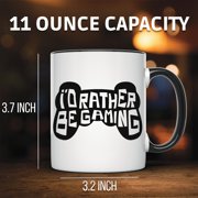I'd Rather Be Gaming Mug - Funny Gamer Gift - Video Game Lover Present - Geek Coffee Mug - Gift for Him or Her - Game Controller Mug - 11 Ounce Black Rim Handle Novelty Coffee Cup - WMUG1405-BLK
