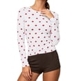 thumbnail image 3 of Norvella Womens Polka Dot T Shirt Crew Neck Long Sleeve Slim Fit Stretch Casual Tee Everyday Fall Layering Top, 3 of 5