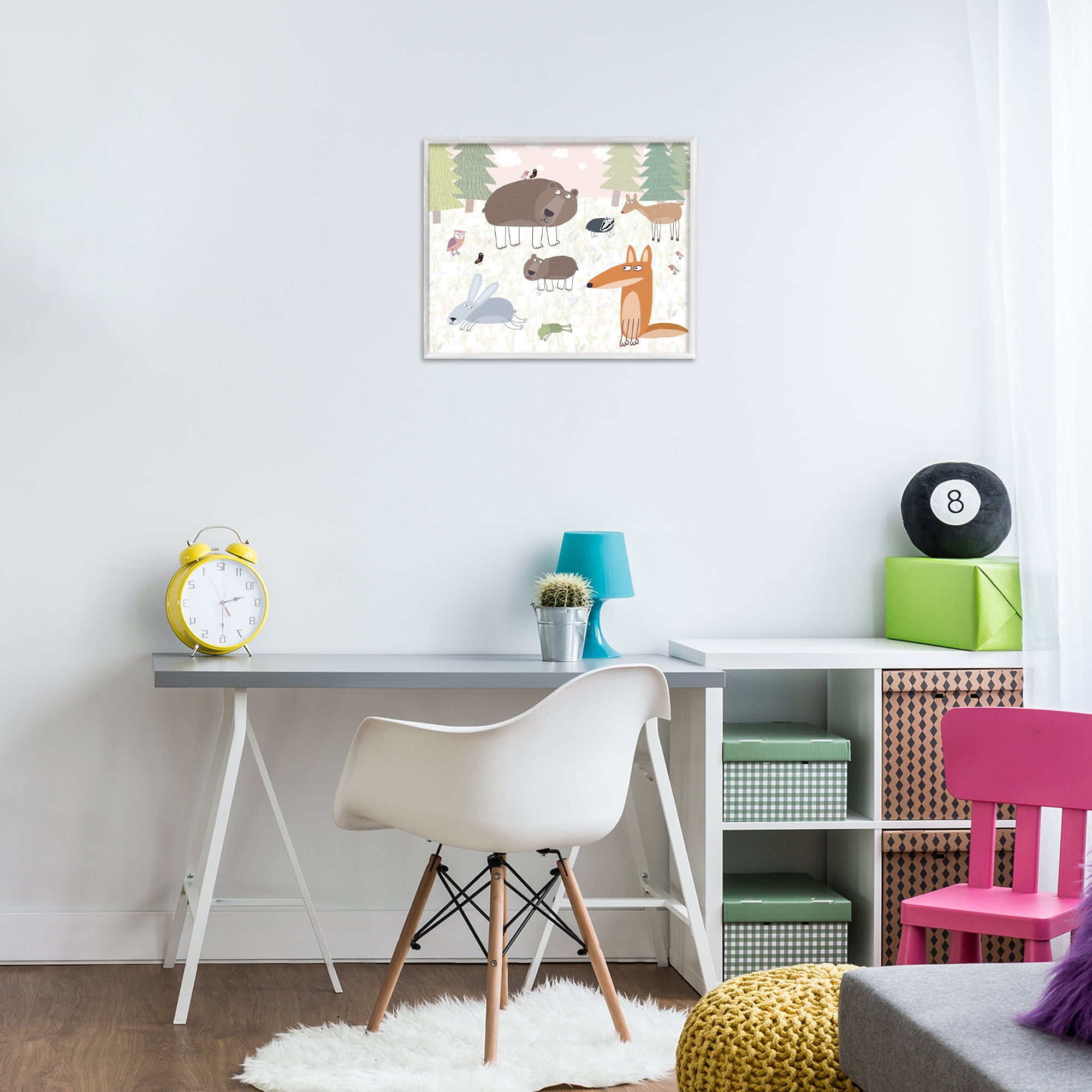Stupell Industries Forest Animals Out and About White Framed Giclee Art, design by Carla Daly