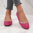 thumbnail image 5 of BRGZLK Women's Flats Shoes Summer Fashion Casual Versatile Round Toe Pearl Rhinestone Slip-On Flat Shoes Soft Sole Elegant Comfortable Flats Red 8.5, 5 of 7