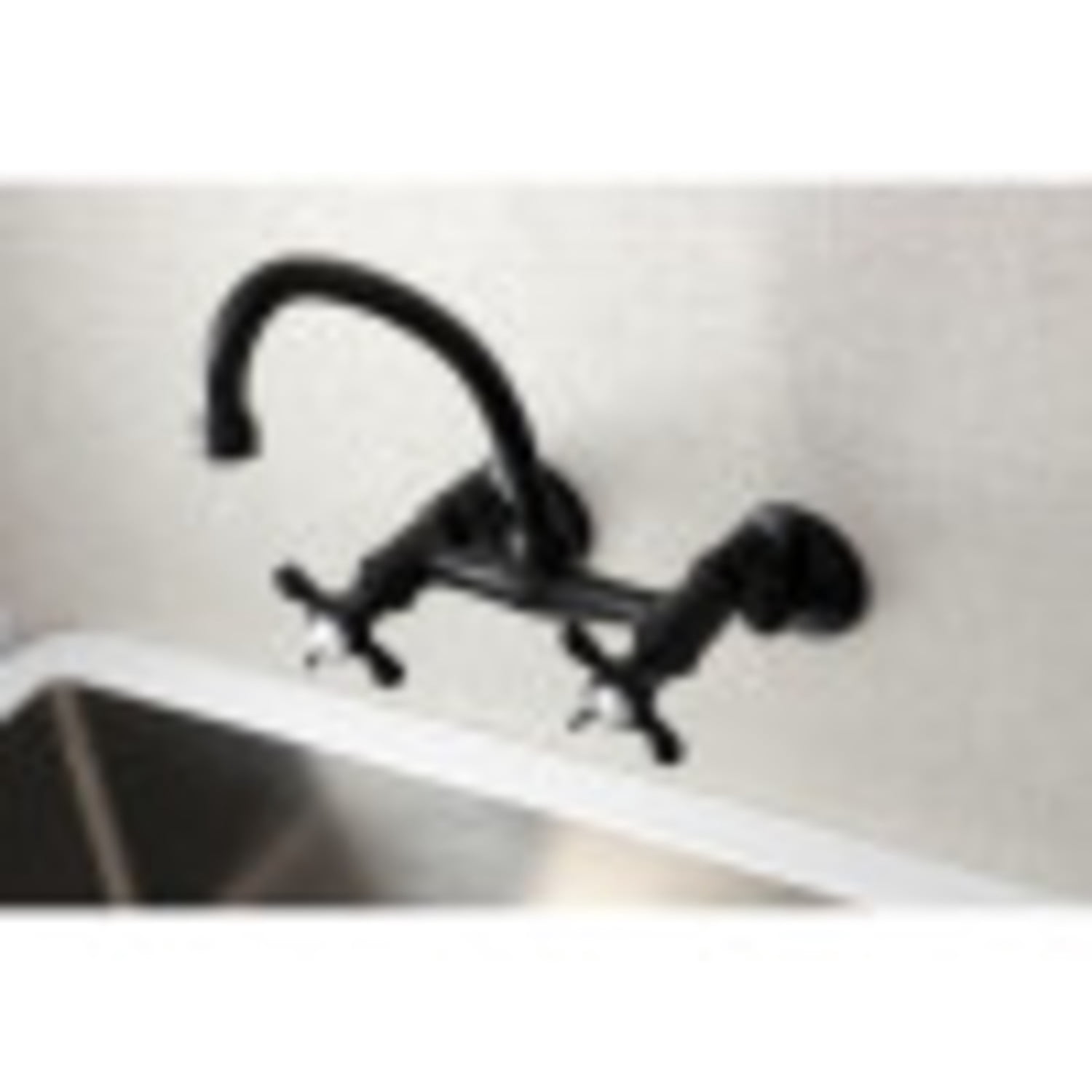 Kingston Brass KS114MB Essex Two Handle Wall Mount Kitchen Faucet, Matte Black