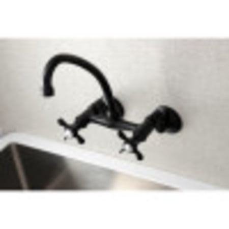 Kingston Brass KS114MB Essex Two Handle Wall Mount Kitchen Faucet, Matte Black - Image 3