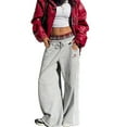 thumbnail image 6 of Women's loose sweatpants, men's sweatpants, plaid pants, loose gray sweatpants, plaid patchwork sweatpants, loose trousers with pockets, fake two-piece (heart), 6 of 7
