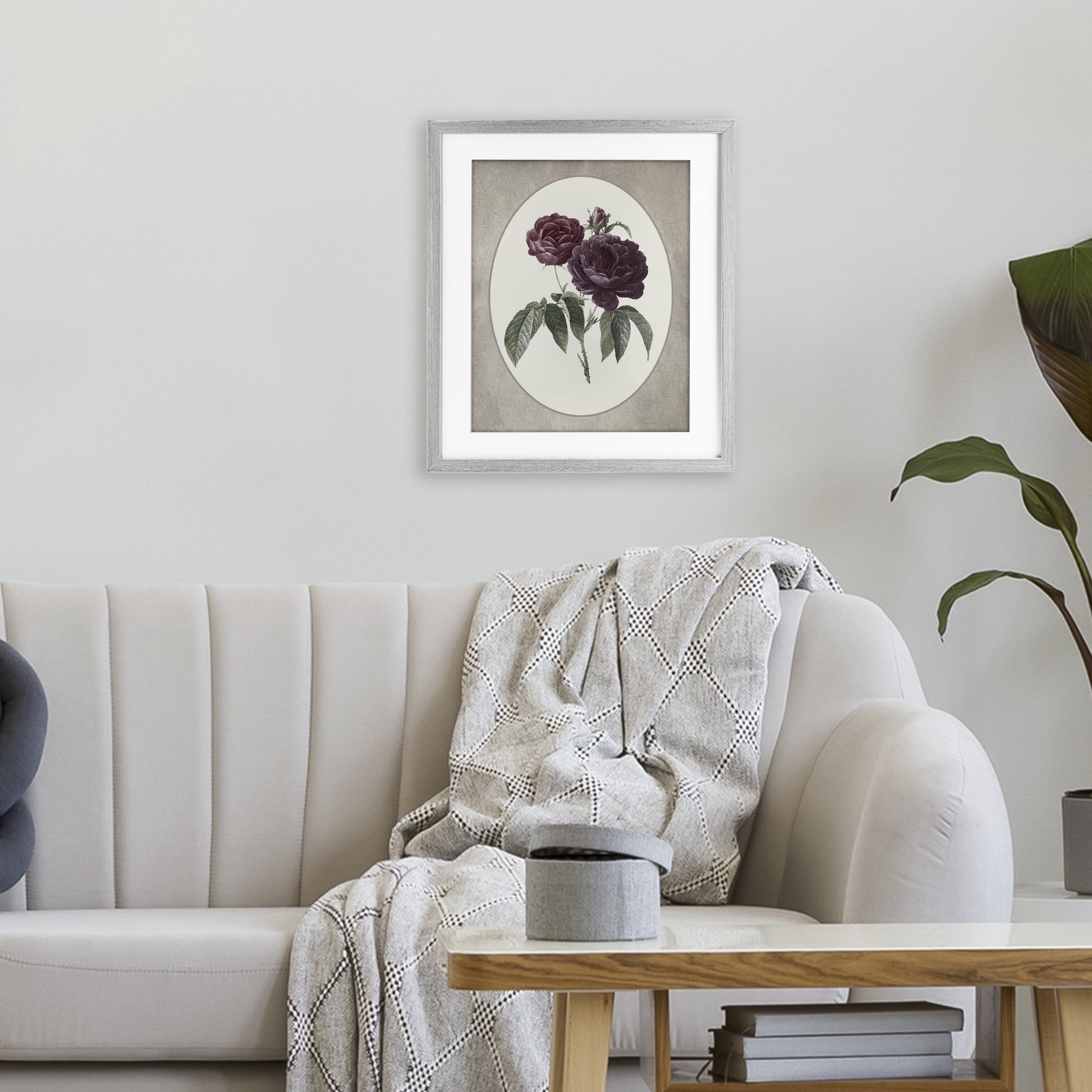 Vintage Blooms within Oval Gray Framed Print Under Glass, design by Lettered and Lined